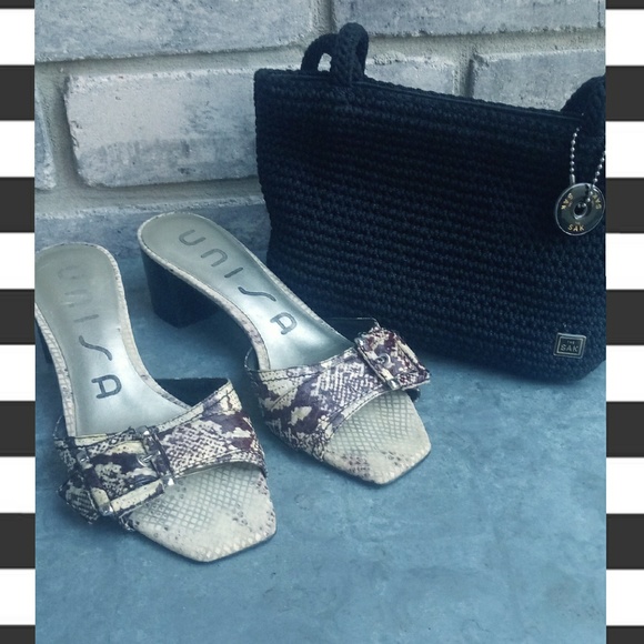 Unisa leather snake print slip on mules - Picture 1 of 7